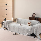 Decorative Slipcover for Pets, Kids, Boho Woven Couch Cover Throw Blanket with Tassel