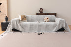 Decorative Slipcover for Pets, Kids, Boho Woven Couch Cover Throw Blanket with Tassel