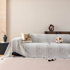 Decorative Slipcover for Pets, Kids, Boho Woven Couch Cover Throw Blanket with Tassel