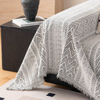 Decorative Slipcover for Pets, Kids, Boho Woven Couch Cover Throw Blanket with Tassel