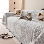 Decorative Slipcover for Pets, Kids, Boho Woven Couch Cover Throw Blanket with Tassel