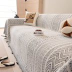 Decorative Slipcover for Pets, Kids, Boho Woven Couch Cover Throw Blanket with Tassel