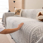 Decorative Slipcover for Pets, Kids, Boho Woven Couch Cover Throw Blanket with Tassel