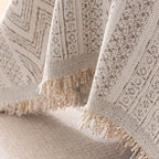 Decorative Slipcover for Pets, Kids, Boho Woven Couch Cover Throw Blanket with Tassel