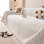 Decorative Slipcover for Pets, Kids, Boho Woven Couch Cover Throw Blanket with Tassel