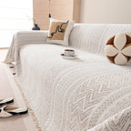 Decorative Slipcover for Pets, Kids, Boho Woven Couch Cover Throw Blanket with Tassel