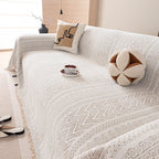 Decorative Slipcover for Pets, Kids, Boho Woven Couch Cover Throw Blanket with Tassel