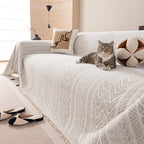Decorative Slipcover for Pets, Kids, Boho Woven Couch Cover Throw Blanket with Tassel