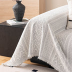 Decorative Slipcover for Pets, Kids, Boho Woven Couch Cover Throw Blanket with Tassel