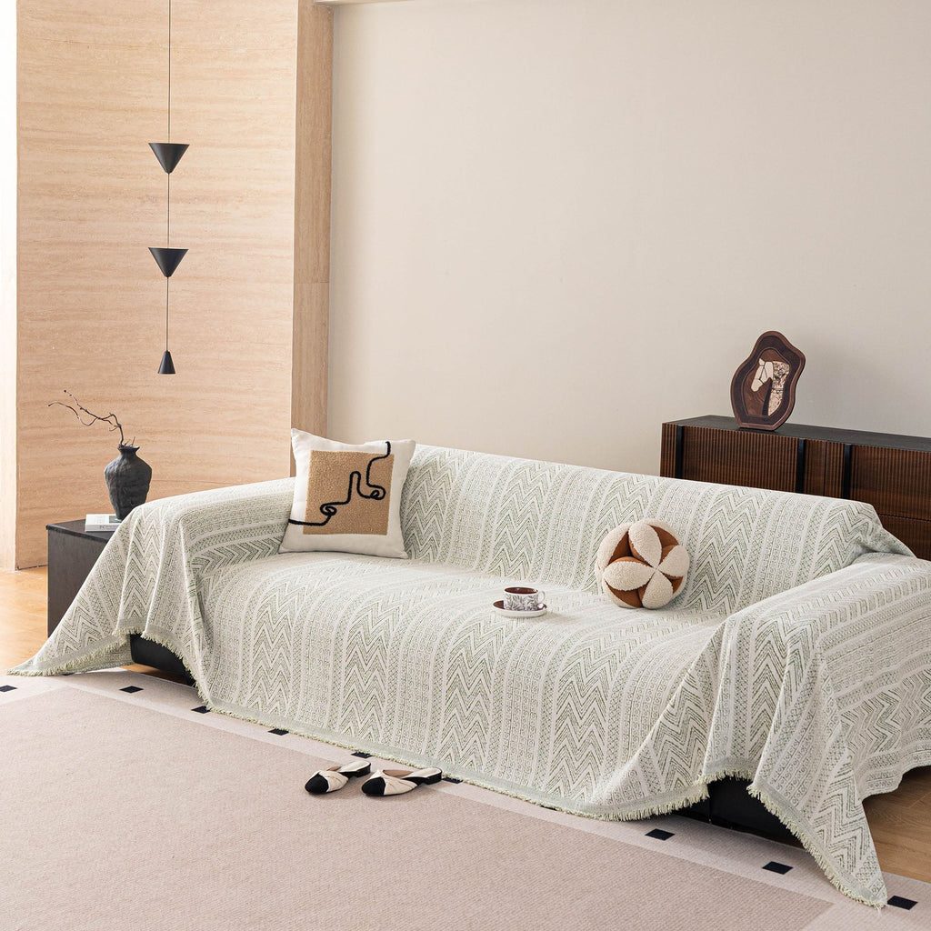 Decorative Slipcover for Pets, Kids, Boho Woven Couch Cover Throw Blanket with Tassel