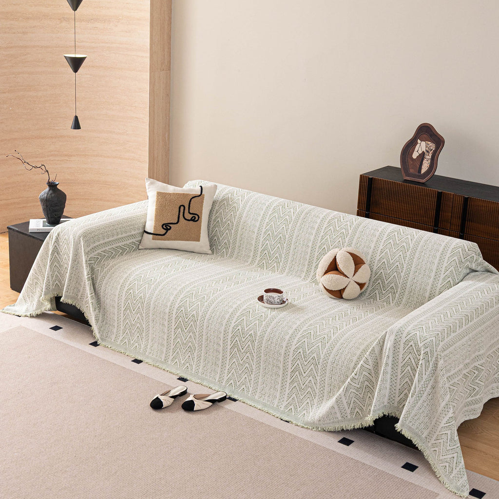Decorative Slipcover for Pets, Kids, Boho Woven Couch Cover Throw Blanket with Tassel