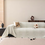 Decorative Slipcover for Pets, Kids, Boho Woven Couch Cover Throw Blanket with Tassel