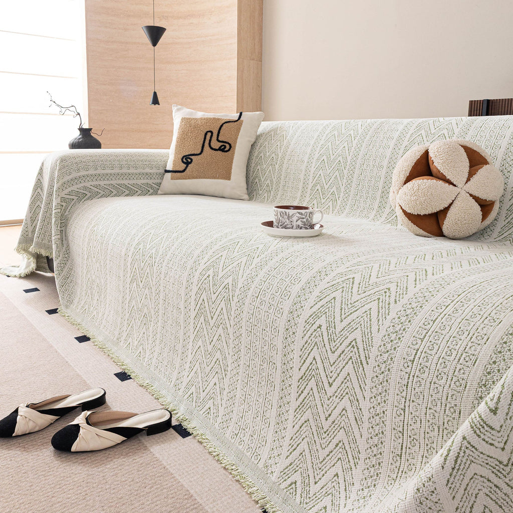 Decorative Slipcover for Pets, Kids, Boho Woven Couch Cover Throw Blanket with Tassel