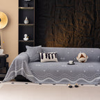 Luxurious Jacquard Couch Cover, Snag-Resistant Pet Friendly Couch Throw with Fringe