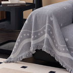 Luxurious Jacquard Couch Cover, Snag-Resistant Pet Friendly Couch Throw with Fringe