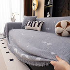 Luxurious Jacquard Couch Cover, Snag-Resistant Pet Friendly Couch Throw with Fringe