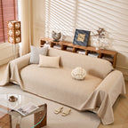 Linen-Look Textured Couch Throw Cover, Breathable Sofa Blanket & Furniture Protector
