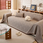 Linen-Look Textured Couch Throw Cover, Breathable Sofa Blanket & Furniture Protector