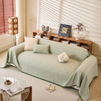Linen-Look Textured Couch Throw Cover, Breathable Sofa Blanket & Furniture Protector