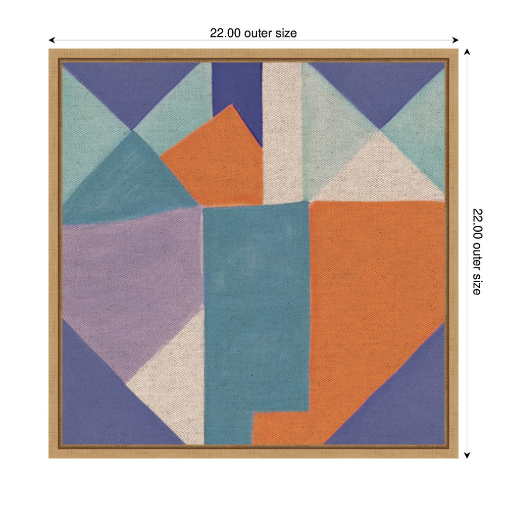 Sylvie Painterly Soft Geometric Shapes Neutral Linen Framed Canvas by The Creative Bunch Studio