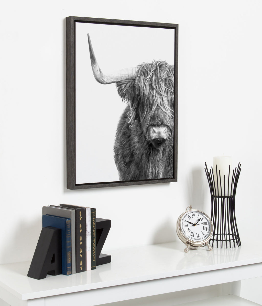 Sylvie Highland Cow Framed Canvas by Amy Peterson Art Studio