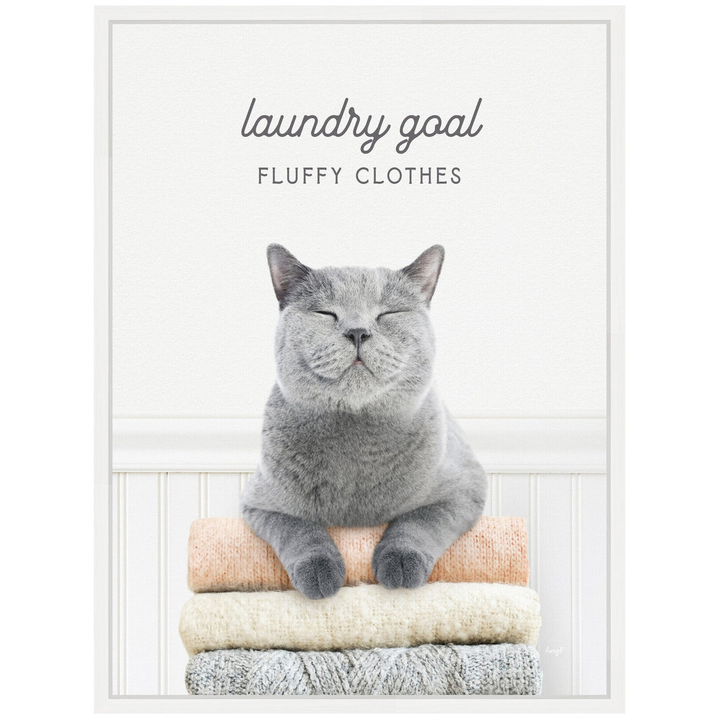 Sylvie Cat Laundry Goals Framed Canvas by Amy Peterson