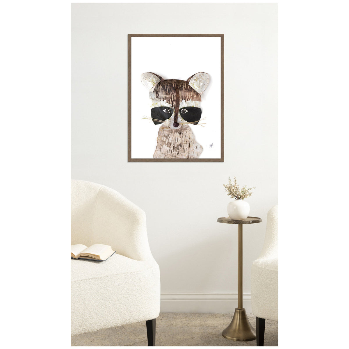 Raccoon by Madeline Jeppesen Framed Canvas Wall Art Print