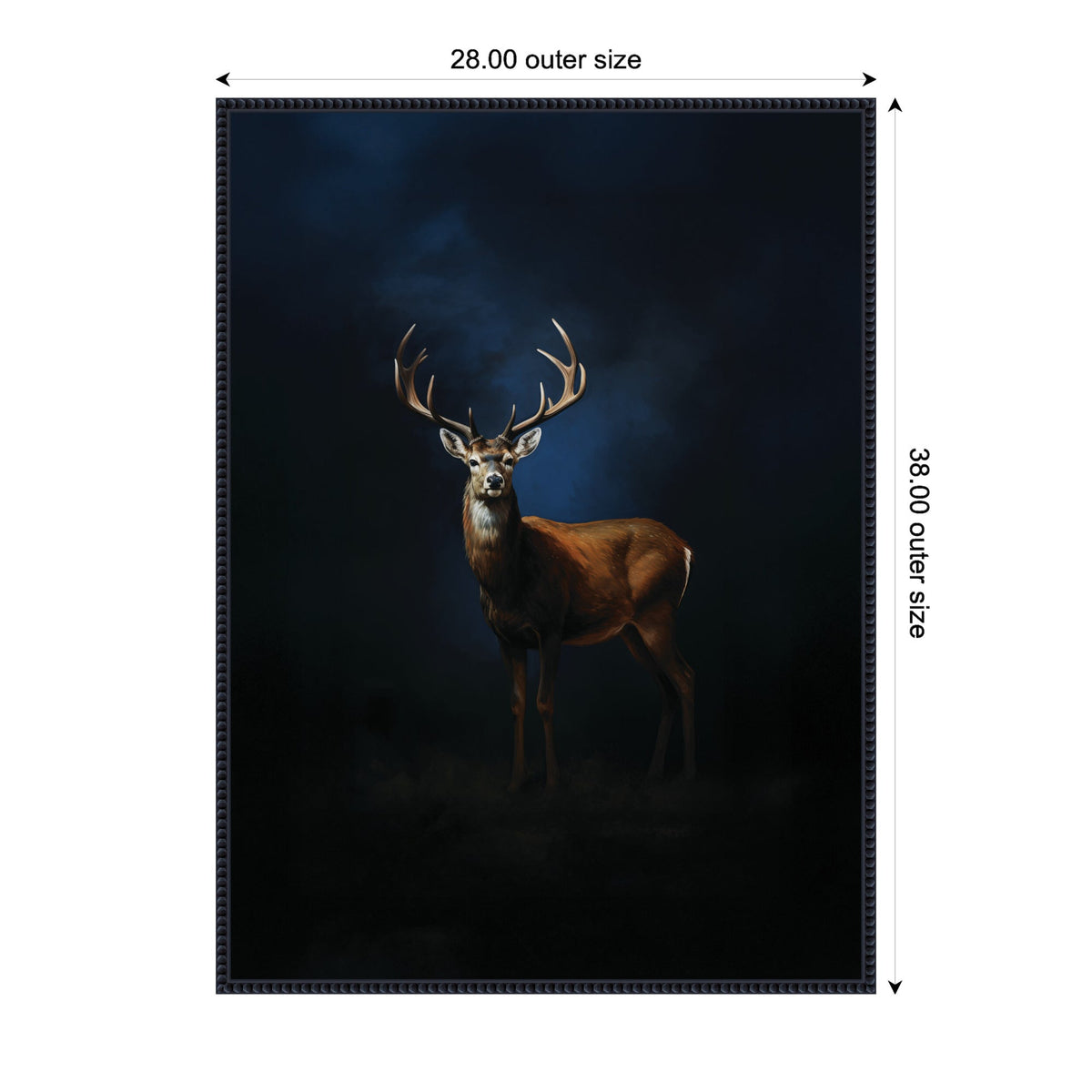 Cobalt Night Sky Deer by The Creative Bunch Studio Framed Canvas Wall Art Print