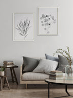 Sylvie Neutral Botanical 1 and 2 Soft White Framed Canvas by The Creative Bunch Studio