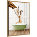 Sylvie Mother and Baby Giraffe in Transitional Bathtub Framed Canvas by Amy Peterson
