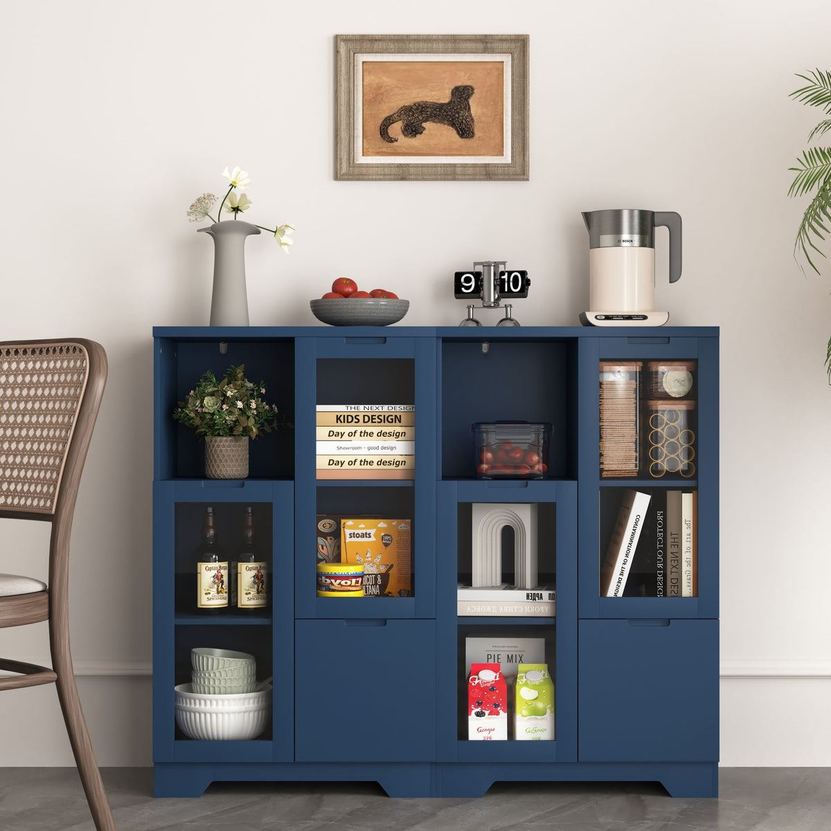 Modern Cabinet With Glass Doors And Drawer