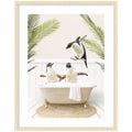 Penguins in Palms Bath by Amy Peterson Framed Wall Art Print