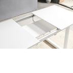 Square Extendable Dining Table With Metal Leg, Modern Space Saving Kitchen Table For Living Room