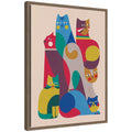Abstract Retro Modern Cats 02 by Rachel Lee Framed Canvas Wall Art Print