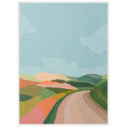 Sylvie Beautiful Landscape with Road Framed Canvas by July Art Prints