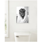 Sylvie Tiger Bathroom Art Towel Robe Black and White Framed Canvas by The Creative Bunch Studio