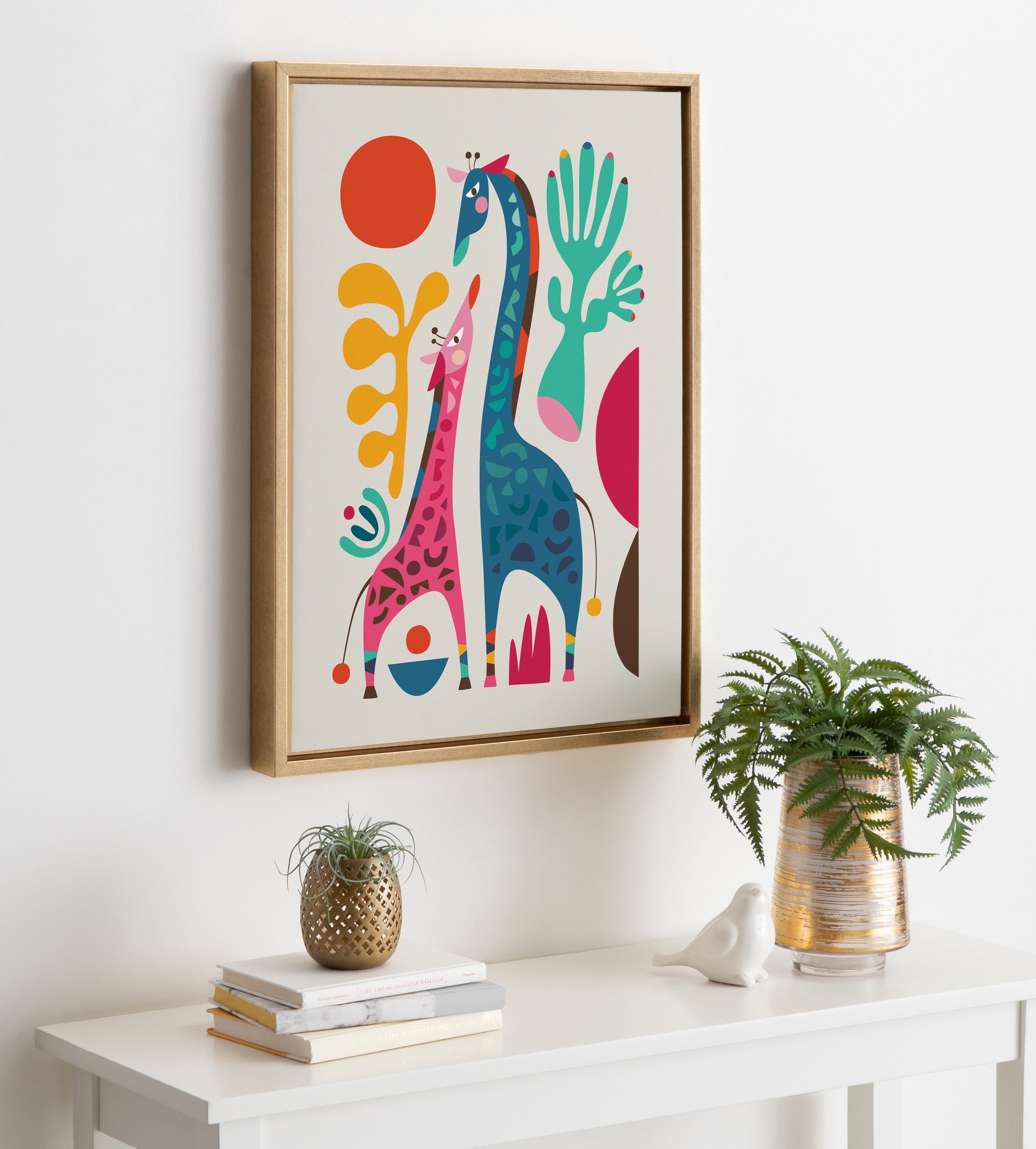 Sylvie Giraffe Love Framed Canvas by Rachel Lee of My Dream Wall
