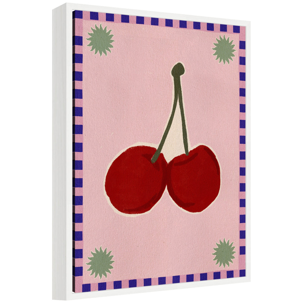 Sylvie Lush Duo 1 Cherry Framed Canvas by Shatha Al Dafai