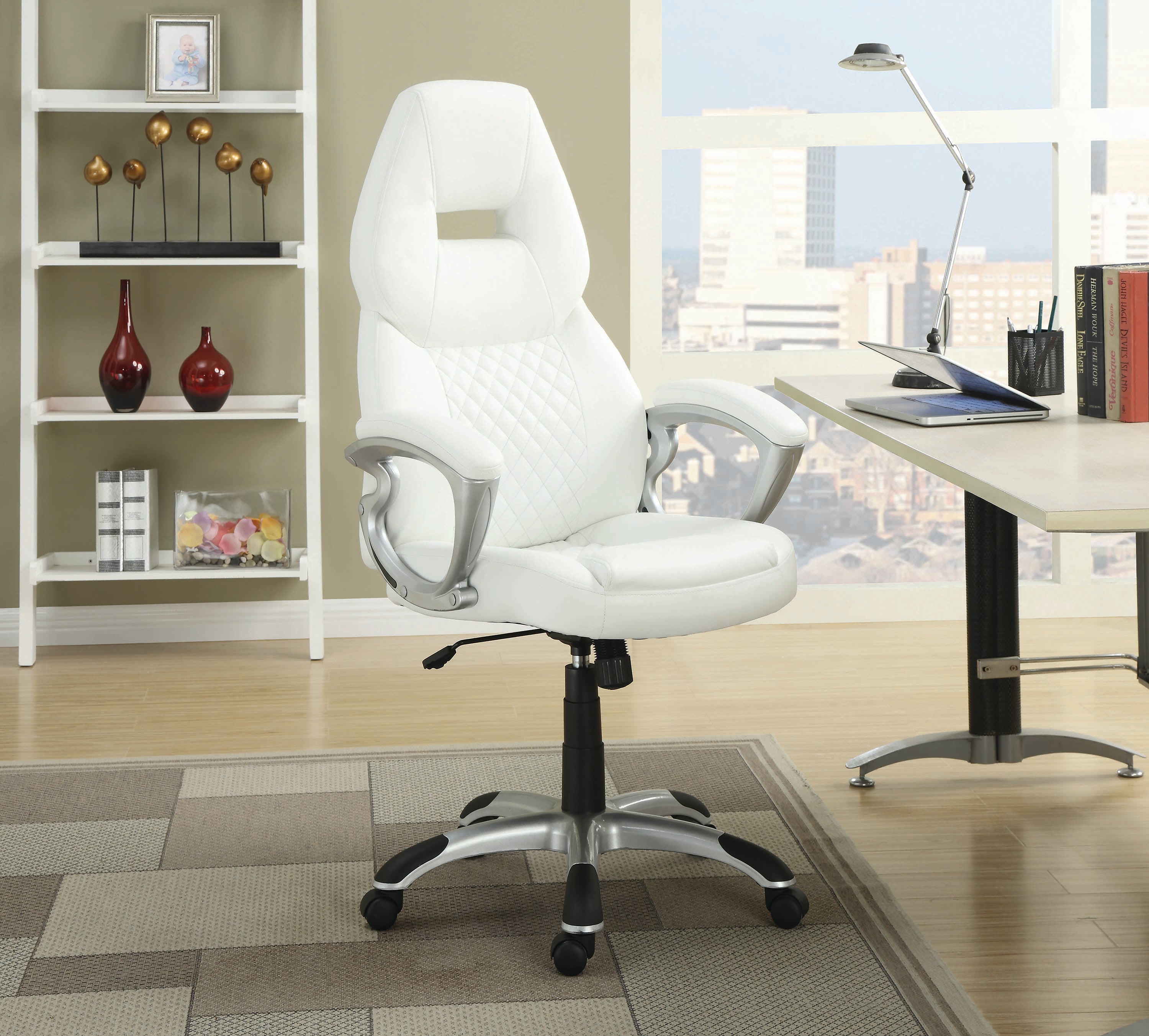 Coaster Home Furnishings Bruce Upholstered Adjustable Home Office Desk Chair White