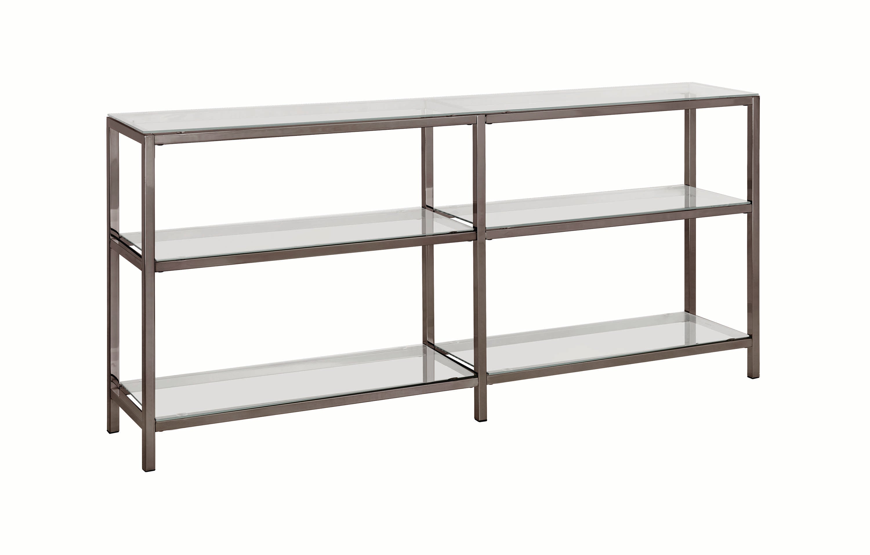 Contemporary Black Nickel TwoTier Double Bookcase