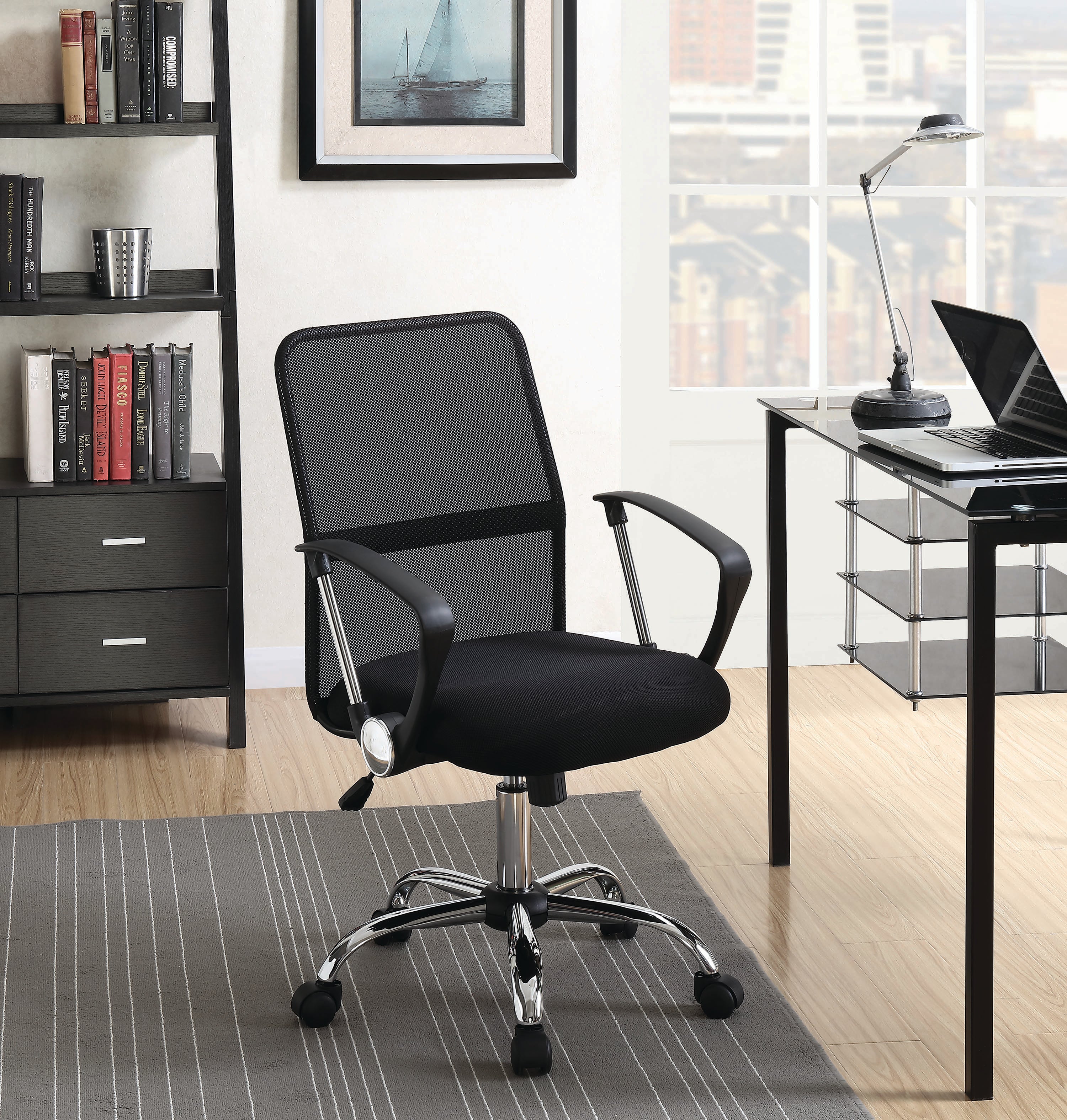 Coaster Furniture Office Chair Black Mesh Fabric Chrome 801319