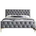 France Wood and Fabric Upholstered Queen Platform Bed in Charcoal