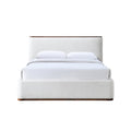 Aspen Upholstered Platform Queen Bed in White Cream Boucle Fabric