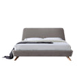 Henry Wood and Fabric Upholstered King Platform Bed in Gray