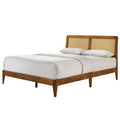Liam Wooden Queen size Platform Bed with Rattan Headboard