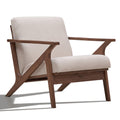 Zola Solid Wood and Fabric Upholstered Accent Armchair in Walnut/Beige