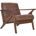 Zola Solid Wood and Fabric Upholstered Accent Armchair in Mocha Brown