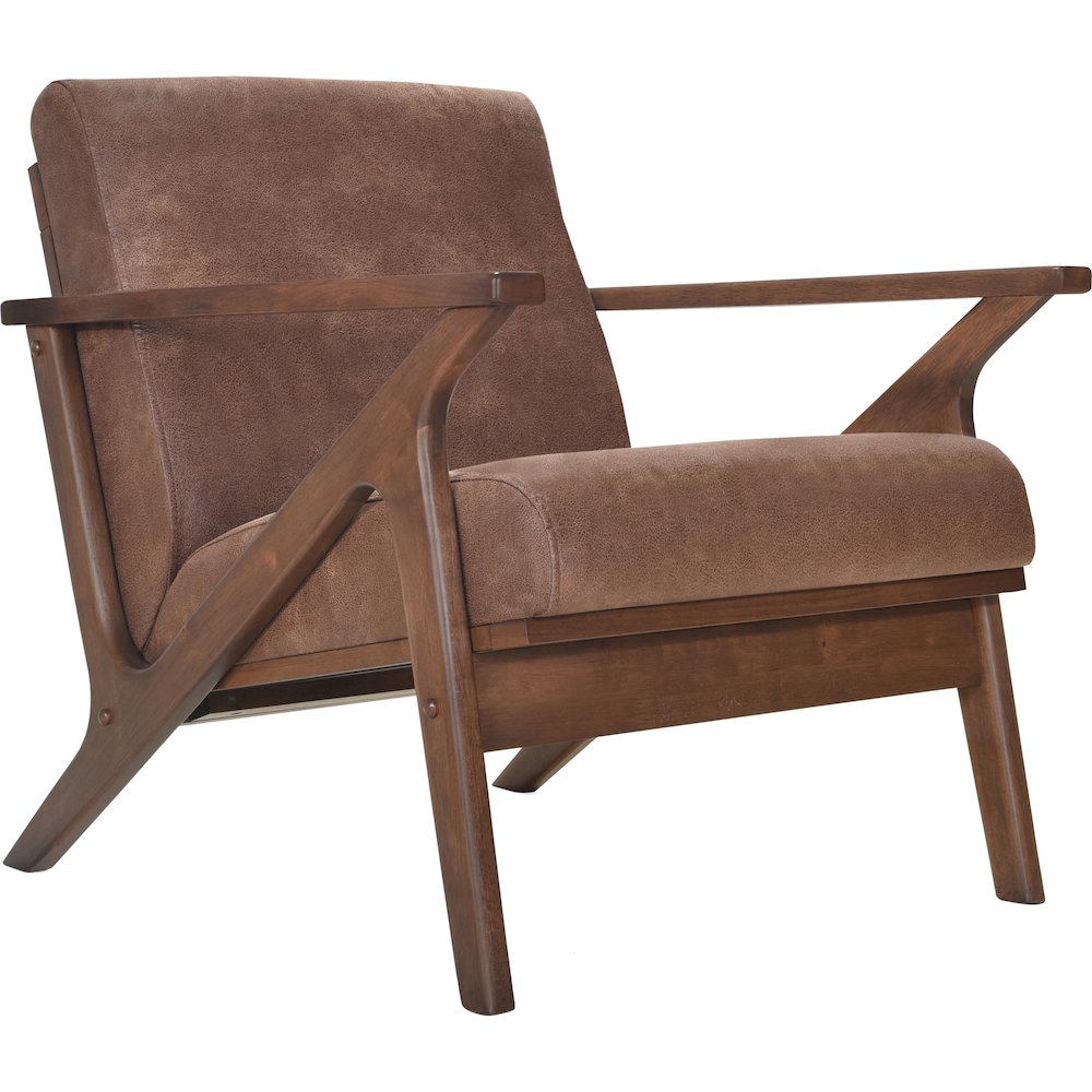 Zola Solid Wood and Fabric Upholstered Accent Armchair in Mocha Brown