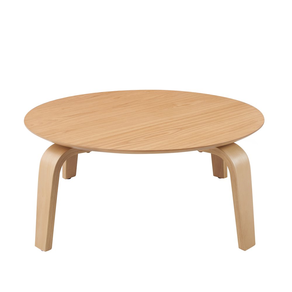 Mod Round Shape Mid-Century Wood Coffee Table in Oak