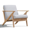 Zola Solid Wood and Fabric Accent Armchair in Oak and Light Gray